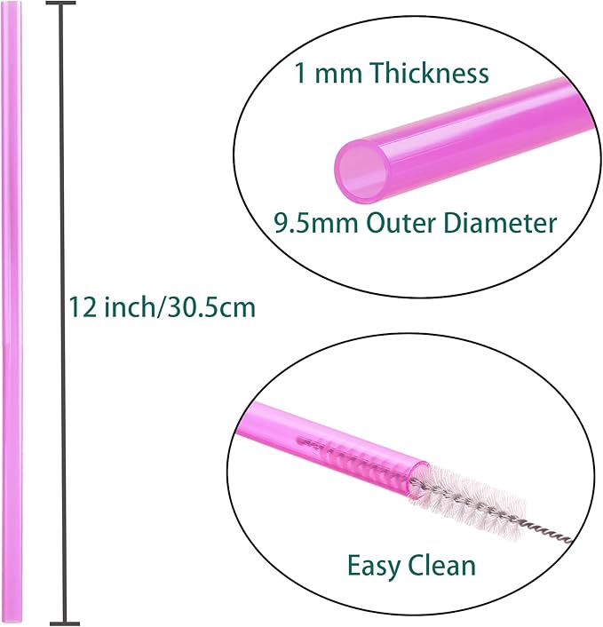 Dakoufish Replacement Straw for Stanley|Owala|Simple Modern 40oz 30oz Tumbler,10 Pack 12 Inch Light Blue Reusable Straws With Cleaning Brush for Stanley Cup Accessorie,BPA Free,Dishwasher Safe