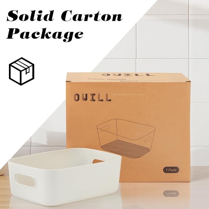 OWill 7 PCS 4.2 L Plastic Storage B-ins and Baskets for Efficient Home Classroom Organization Small Containers in Multicolour for Kitchen, Cupboard box, and Bathroom Organizer on Shelves and Tubs
