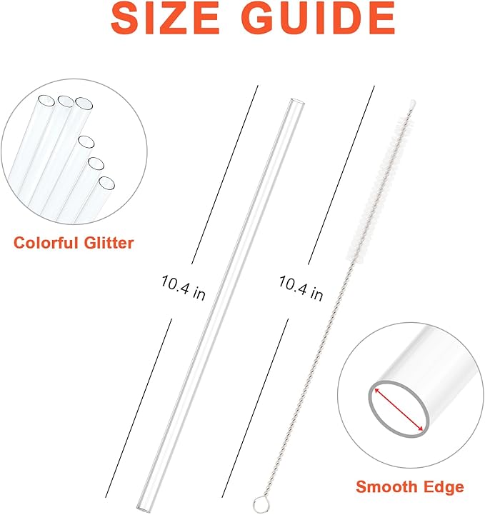 12 Pcs Replacement Straw for Stanley Cup 30oz, Reusable Long Clear Straw with Clear Brush for Stanley Cup Accessories, Dishwasher Safe and BPA Free