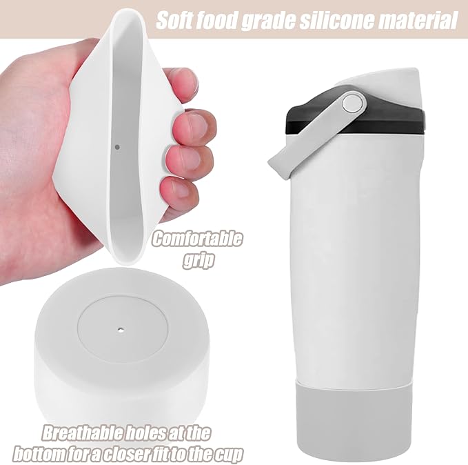 Mity rain 2PCS Protective Silicone Boots for Owala 30oz & 40oz FreeSip Sway Bottles & Tumblers - Accessories for owala, Enhances Stability & Prevents Scratches (Ivory & Light Gray)