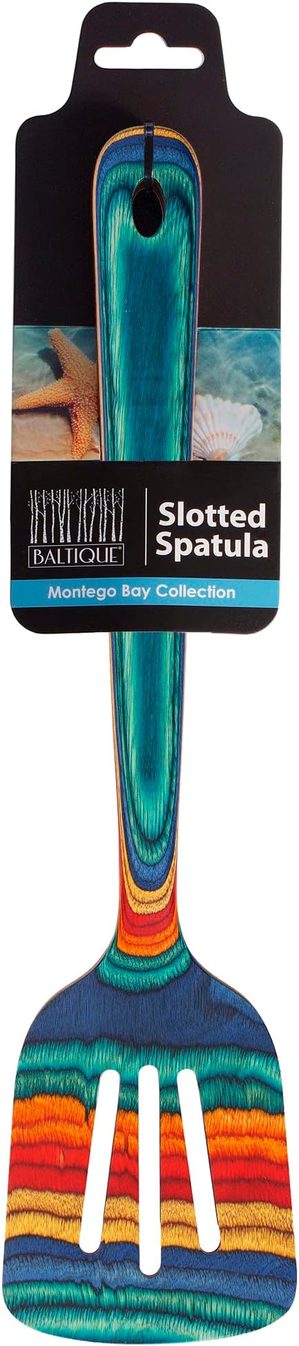 Totally Bamboo Baltique Montego Bay Collection 12-1/2" Wooden Slotted Spatula, Safe for Nonstick