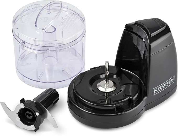 Kitchen Selectives Mini Chopper by Select Brands - Mini Electric Food Chopper for Kitchen Appliances - Features Dishwasher-Safe Parts - Chops, Minces & Dices - 1-1/2 Cups, Black