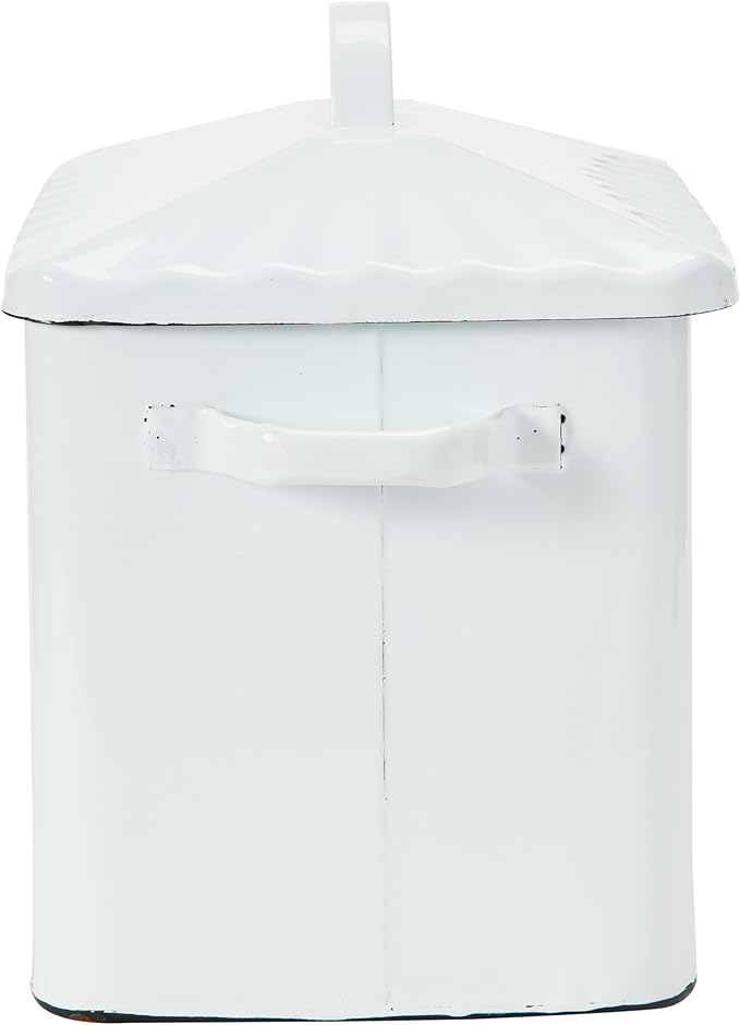 Creative Co-Op Distressed White Bread Box with Lid