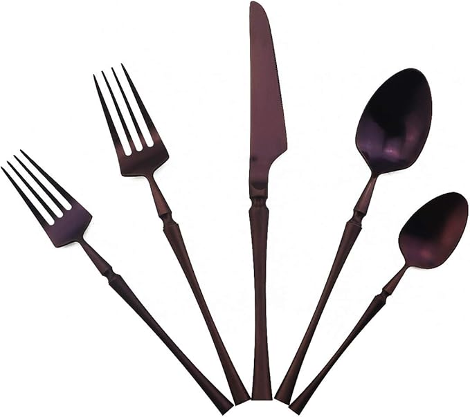 Gugrida Unique & Beautiful Flatware Set - 20 Piece Iridescent Silverware Sets | 18/10 Stainless Steel Reusable Cutlery Set | Purple Utensils Service For 4 with Dessert Fork, Knife, Spoon, Dinner Fork