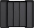 Lifewit Cooking Utensil Drawer Organizer, Expandable from 11 to 18 inches, Adjustable Cutlery Silverware Tray, Plastic Flatware Spatula Holder, Kitchen Tools Gadgets Storage Divider, Black