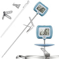 Digital Candy Thermometer with Adjustable Display, 304 Stainless Steel Probe, -58°F~572°F, Blue Body, Includes 2 Pot Clips & Heat-Insulating Pad for Sugar Syrup, Jam, Chocolate, Frying Oil