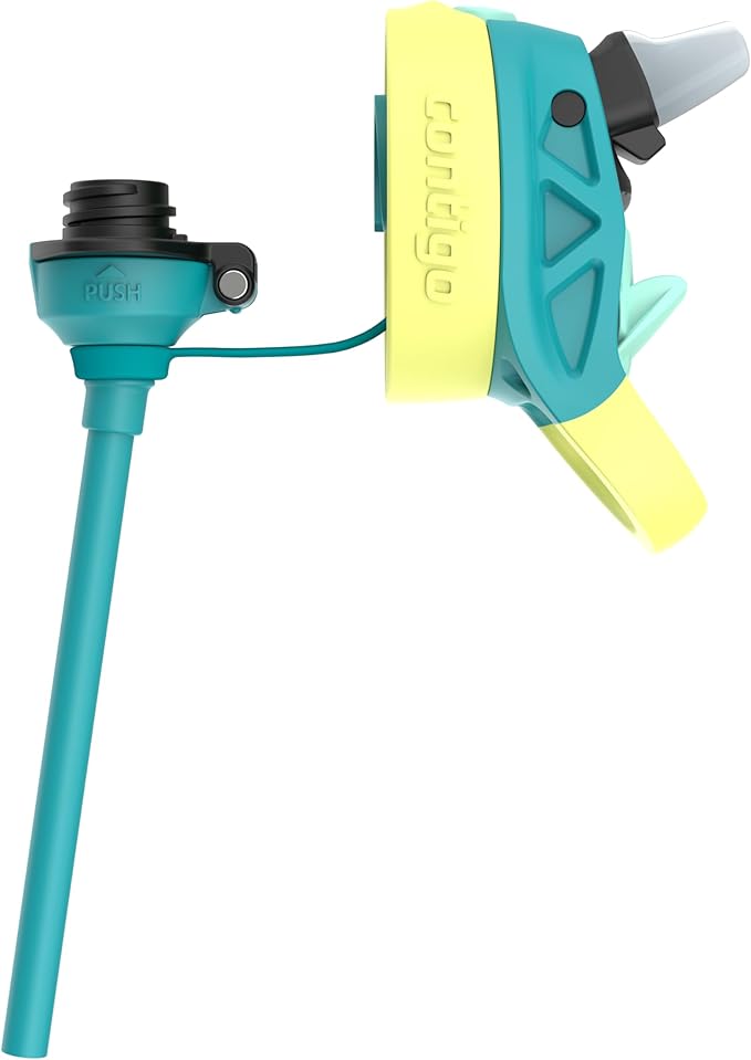 Contigo Aubrey Kids Water Bottle, 20oz, Juniper/Limelight, Spill-Proof Lid, Dishwasher Safe, BPA Free, Blue and Yellow