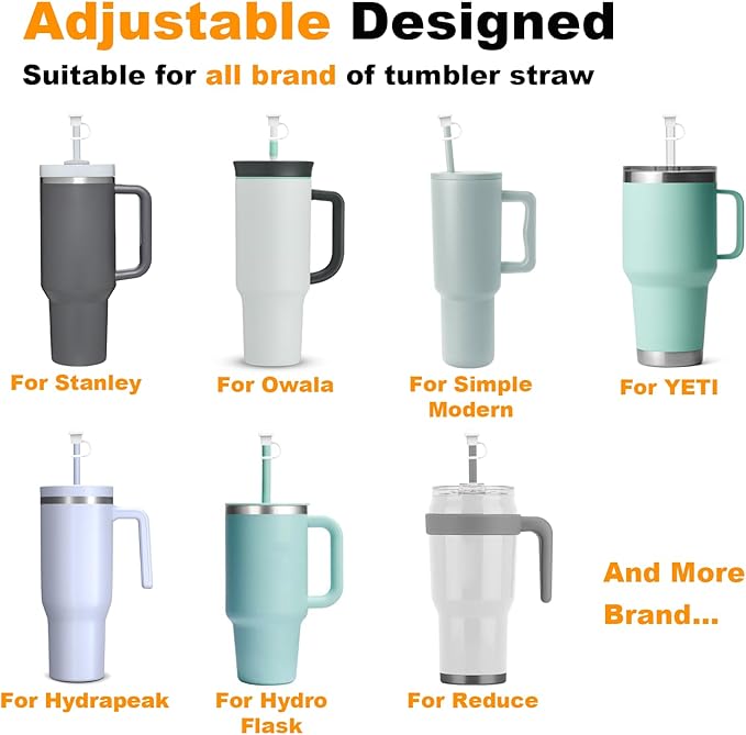 6PCS Straw Cover Cap for Stanley, Simple Modern, Yeti, Owala, Hydro Flask, Reduce, and All Brands 6 to 10mm Tumbler Straw, Dishwasher Safe, BPA Free and Dust Proof