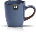 Organic Shape Restaurant Mug 12oz, Commerical Grade Catering Stoneware Coffee Mug in Ir-regular Organic Shape, Chip & Scratch Resistant, Glossy Reactive Glaze Blue, Case of 24