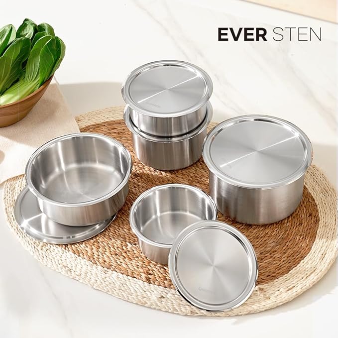 CaKE 5PCS Stainless Steel Food Storage Containers With Lids 5PCS Canister Set Kitchen Appliances Dishwasher Safe Premium South Korea