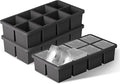 Samuelworld Large Silicone Ice Cube Tray Molds, Big 2 Inch Cubes - Food Grade, Flexible, 8 Cavity Easy Release Slow Melting Ice for Whiskey, Cocktails, Gifts & Christmas - Black (3 Pack)