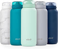 Ello Cooper 40oz Stainless Steel Water Bottle with Straw and Carry Handle, Double Walled and Vacuum Insulated Metal, Leak Proof Locking Lid with Soft Silicone Spout, Reusable, BPA Free, Yucca