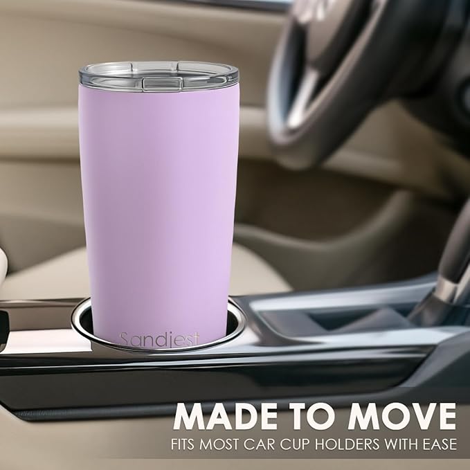 SANDJEST Purple Tumbler 20oz Stainless Steel Double Wall Vacuum Insulated, Travel Coffee Cup, Gifts for Men Women Birthday Christmas