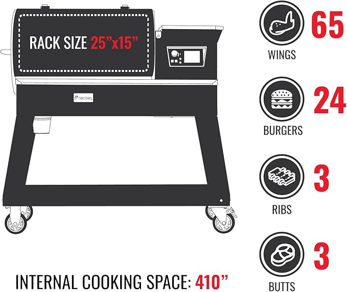 recteq Patio Legend 400 Pellet Smoker Grill, Pellet Grill with Wifi & App Connectivity, Outdoor Smokers Grills, Temp Range 180° to 700+°, Searing Essentials Bundle