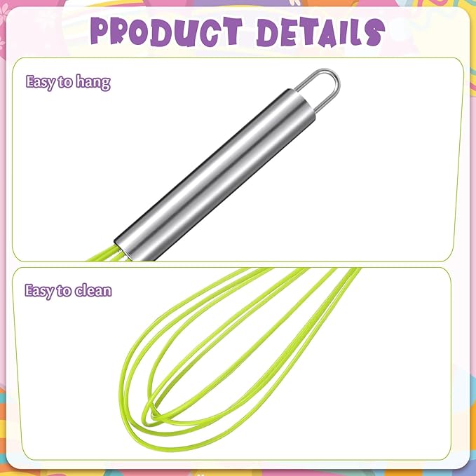 Domensi 24 Pcs 12 Inch Whisks Bulk for Cooking Silicone Whisks Non Scratch Stainless Steel Wisks Large Coated Metal Heat Resistant Egg Beaters for Cooking Party Favor Gift Supplies