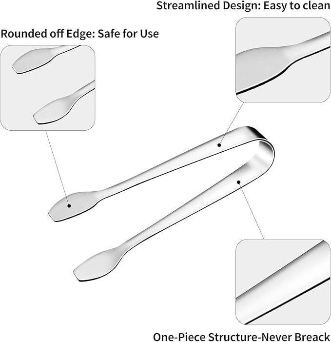 SOLEADER Mini Serving Tongs for Appetizers 4.5 Inch Small Tongs for Serving Food,Food-Grade 304 Stainless Steel,Small Serving Utensils for Parties Catering,Sugar Tongs, Set of 12