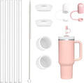 6 PCS Replacement Straws with Cover Spill Toppers for Stanley Cup 40 oz 30 oz Tumbler, Reusable Drinking Straws with Cover Cap and Cleaning Brush for Stanley Cup Accessorie, BPA Free, Dishwasher Safe