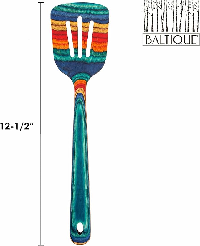 Totally Bamboo Baltique Montego Bay Collection 12-1/2" Wooden Slotted Spatula, Safe for Nonstick