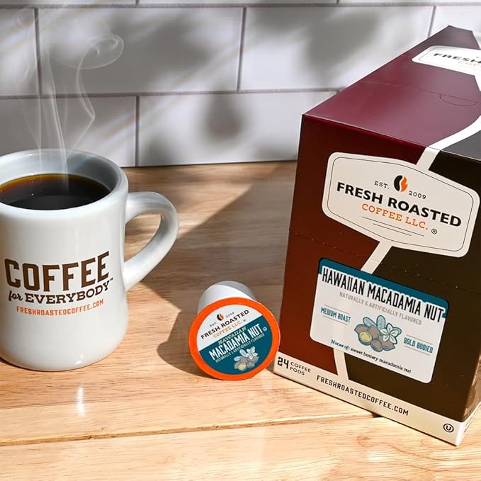 Fresh Roasted Coffee, Hawaiian Macadamia Nut, Flavored Coffee Pods, 72 Count