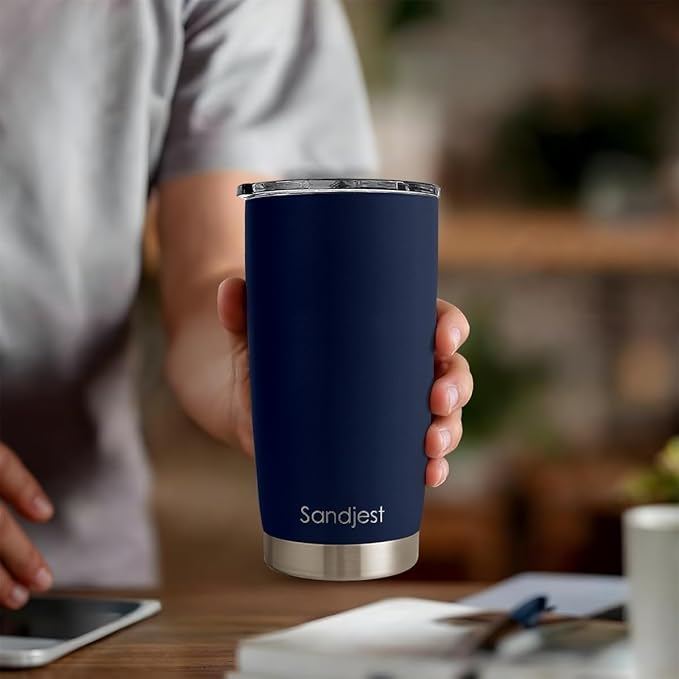 SANDJEST Navy Tumbler 20oz Stainless Steel Double Wall Vacuum Insulated, Travel Coffee Cup, Gifts for Men Women Birthday Christmas