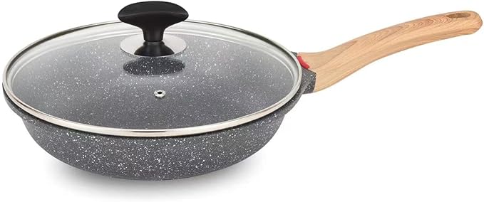 Induction Nonstick Frying Pan,Light Weight Skillet,Healthy Non Toxic Omelet Pan,All Stoves Compatible Egg Pan (grey, 9.5inch with lid)