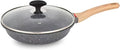 Induction Nonstick Frying Pan,Light Weight Skillet,Healthy Non Toxic Omelet Pan,All Stoves Compatible Egg Pan (grey, 9.5inch with lid)