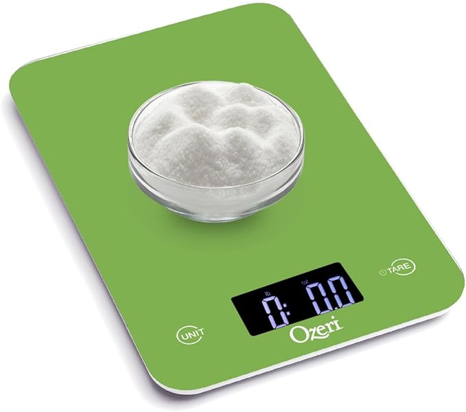 Ozeri Touch Professional Tempered Glass Digital Kitchen Scale, Lime Green