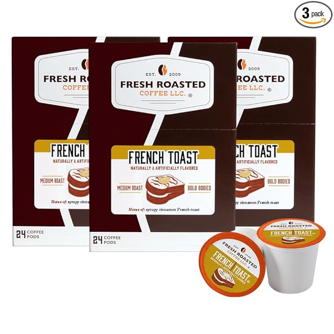 Fresh Roasted Coffee, French Toast, Flavored Coffee Pods, 72 Count