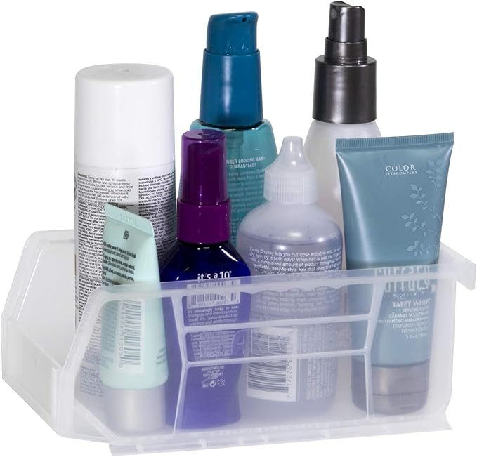 Akro-Mils 30220 AkroBins Plastic Storage Bins, Space-Saving Stackable Bins for Garage, Pantry, Craft Organization, 7-" x 4-" x 3-", Clear, 24-Pack