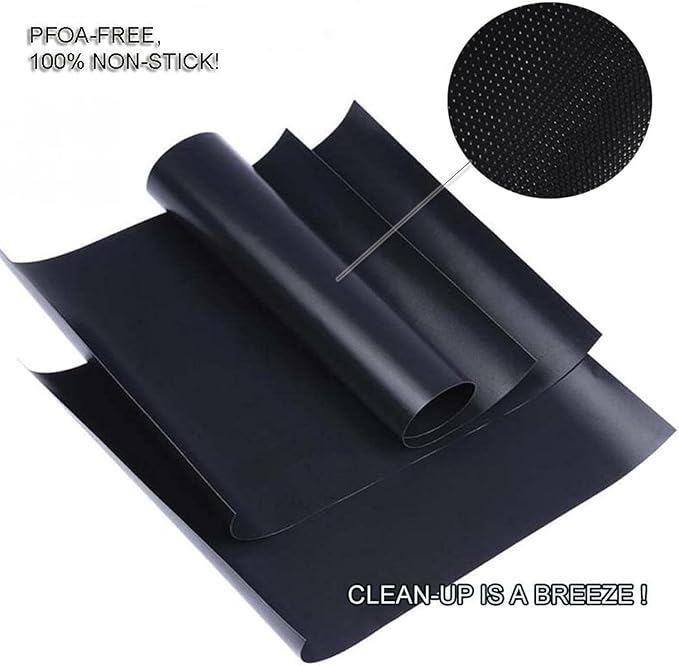 RENOOK Grill Mats for Outdoor Grill, Set of 10 Grill Mat for Gas Grill, 100% Non-Stick BBQ Sheets for Grilling, 15.75 X 13 Inch