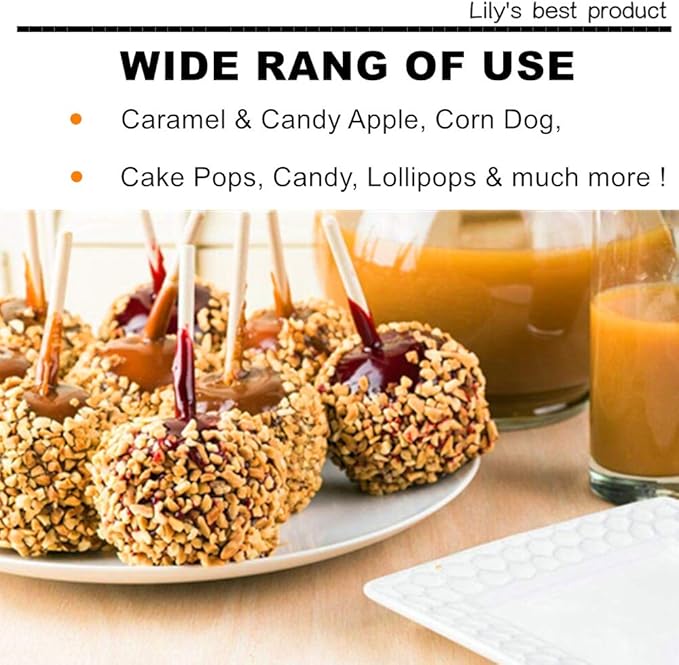 HOPELF 7 inch Semi Point Bamboo Skewers - 5mm Thick Natural Bamboo Sticks For BBQ Caramel,Candy Apple Sticks, Corn Dog,Corn Cob,Cookie,Lollipop,Kabob,Gril.(100 pcs)