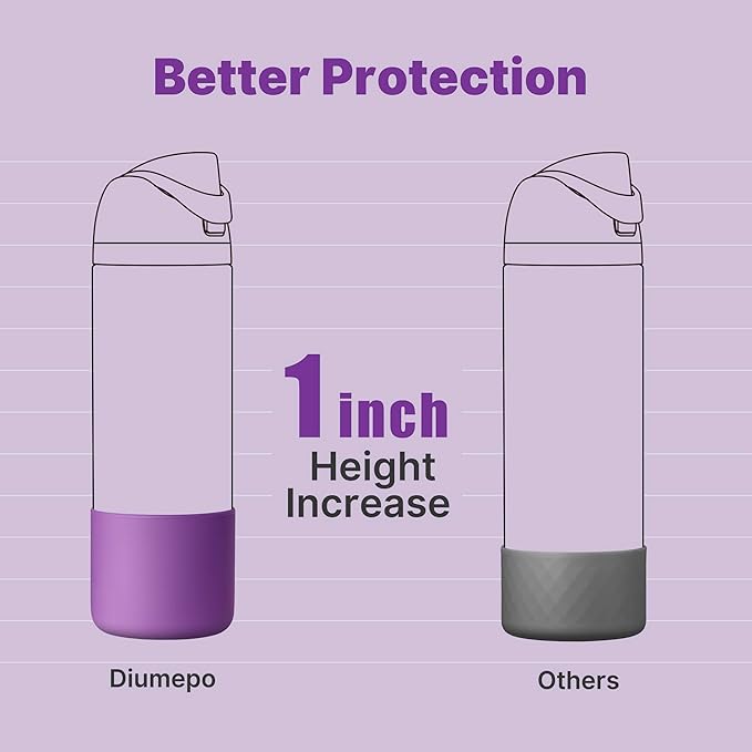Silicone Water Bottle Boot for Owala 24 oz, Anti-Slip Protective Sleeve for Owala Twist & FreeSip & Flip Stainless Steel Water Bottle, Boot Bottom Base for Owala (Purple)