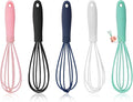 5 Pcs Silicone Whisk for Cooking - Mini Whisk Stainless Steel Dough Whisk, Non Stick Hand Tiny Balloon Wire Whisk, Milk Egg Frother for Blending Whisking Beating Stirring Baking