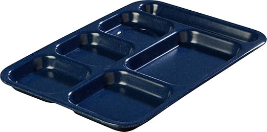 Carlisle FoodService Products 4398835 (6)Compartment Tray - Right-Handed, 14-.5x10 Cafe Blue, Dozen