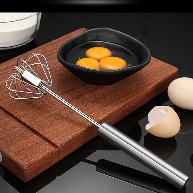 Stainless Steel Egg Whisk, Digead Hand Push Rotary Whisk Blender, whisks for cooking, Hand Push Mixer Stirrer for Blending, Whisking, Beating & Stirring (10+12in)