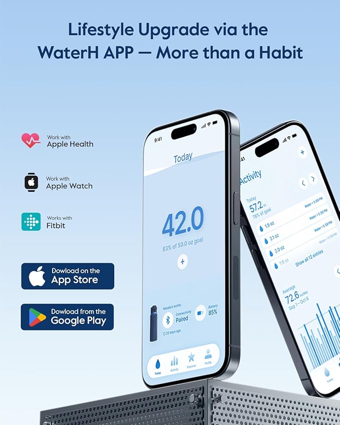 Boost Smart Water Bottle that Reminds You to Drink, 24oz BPA-Free Stainless Steel Vacuum Insulated Bottle, Wide Mouth Water Tracker Bottle with APP, Ideal Gift for Christmas, Thanksgiving Day