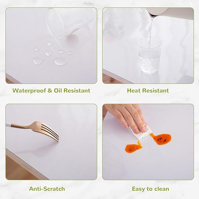 Clear Table Cover Protector, 36 x 72 Inch, 1.5mm Thick Plastic, Waterproof for Dining Room, Kitchen, Office