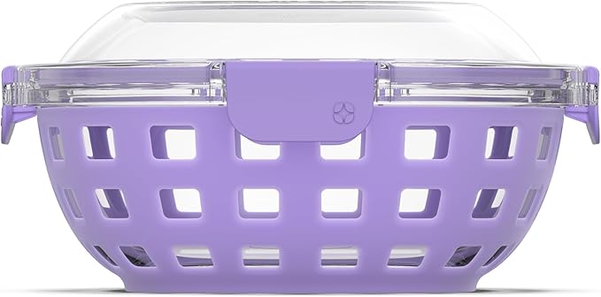 Ello Duraglass Meal Prep Lunch Bowl Container, 5 cup- Glass Food Storage Container with Silicone Sleeve and Airtight BPA-Free Plastic Lid, Dishwasher, Microwave, and Freezer Safe
