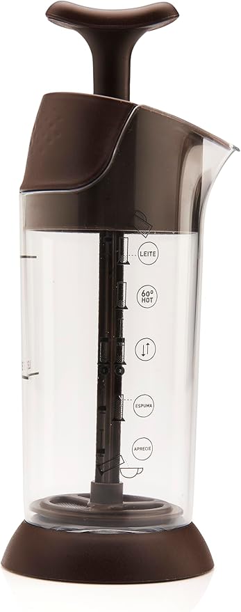 Manual Milk Frother - Handheld Milk Mixer, Warm & Cold Milk Foamer, BPA Free, Frother for Coffee & Drinks - Home & Coffee Bar Accessories, Kitchen Utensils & Tools - 6.8 Floz, Brown