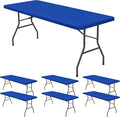 6 Pack Stretch Fabric Table Top Cap Cover, fits 6' Tables, Spandex Table Covers Washable Elastic Rectangle Tablecloth Protector for Indoor Outdoor Party Picnic Wedding, Royal Blue, 30" W x 72" L