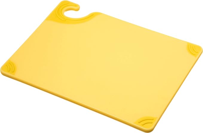 San Jamar Saf-T-Grip Plastic Cutting Board with Safety Hook, 9" x 12" x 0.375", Yellow, (Pack of 6)