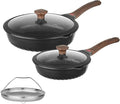 Vinchef Non Stick Frying Pans Set,10" & 12" Ceramic Pan with Lid, Deep Frying Pan & Saute Skillet, PFAS PFOA & PTFE Free, Visual Heat Indicator, Induction Ready, Frying Pans Nonstick Skillet with Lid