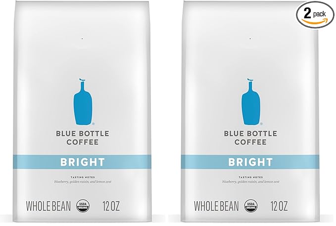 Blue Bottle Whole Bean Organic Coffee, Bright, Light Roast, 12 Ounce Bag (Pack of 2)