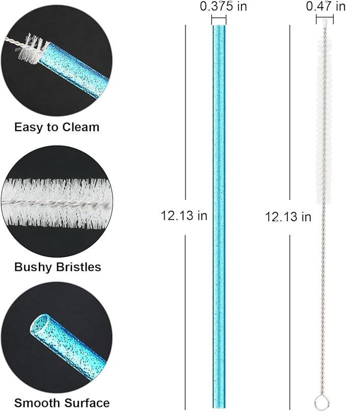 Replacement Straw for Stanley Cup 40 oz 30 oz Tumbler, 10 Pack 12.13-In Long Reusable Plastic Straw with Cleaning Brush, Dishwasher Safe, BPA Free