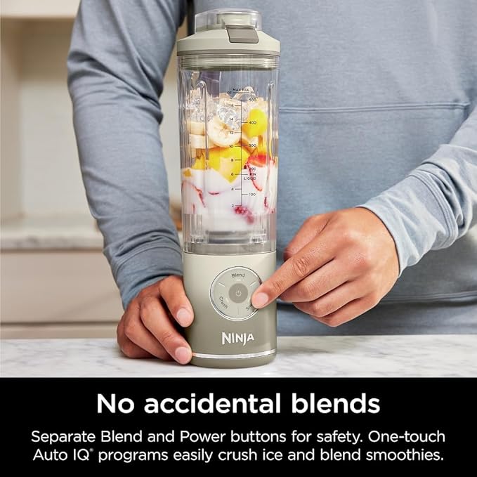 Ninja Blast Max, Portable Blender + Twist & Go, Personal Ninja Blender, Smoothie, Blend, Ice Crush, 3 Programs, Cordless, 22 oz removable Vessel, Dishwasher Safe, Leakproof, Cream, BC251IV