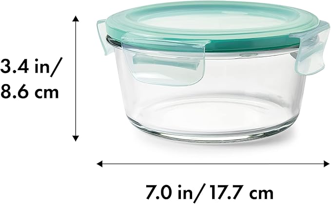 OXO Good Grips 4 Cup Smart Seal Leakproof Glass Round Airtight Food Storage Container