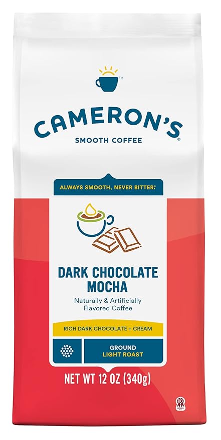 Cameron's Coffee Dark Chocolate Mocha Flavored Ground Coffee, Light Roast, 100% Arabica, 12-Ounce Bag, (Pack of 1)