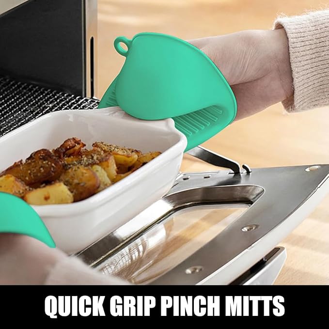 Rorecay 6pcs Oven Mitts and Pot Holders Sets Heat Resistant 500 Degrees, Non-Slip Silicone Hot Pads Potholders for Kitchen Baking Cooking, Extra Long Oven Gloves Quilted Liner, Jungle
