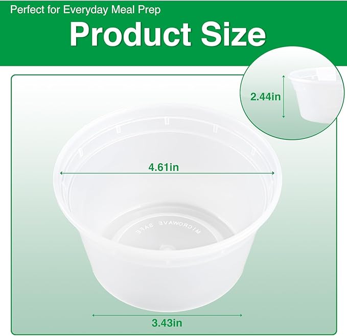 Deli Food Containers with Lids 12 oz-50 Pack Meal Prep Containers Food Storage Containers with Lids Stackable, Leakproof, BPA Free, Microwave Dishwasher Freezer Safe for Takeout Meal