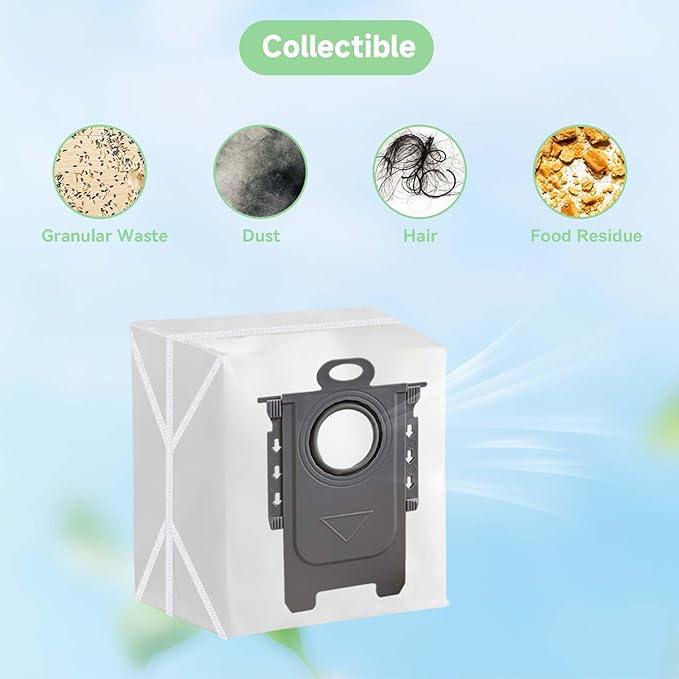 6 Pack Q5 vacuum bags for Roborock Q5 Max+, Q7 M5+, Q10 S5+, Q10 X5+, Q8 MAX+, Q7 MAX+, S7 Max Ultra, S8+ Robot Vacuum, Disposable Dirt Disposal Bags